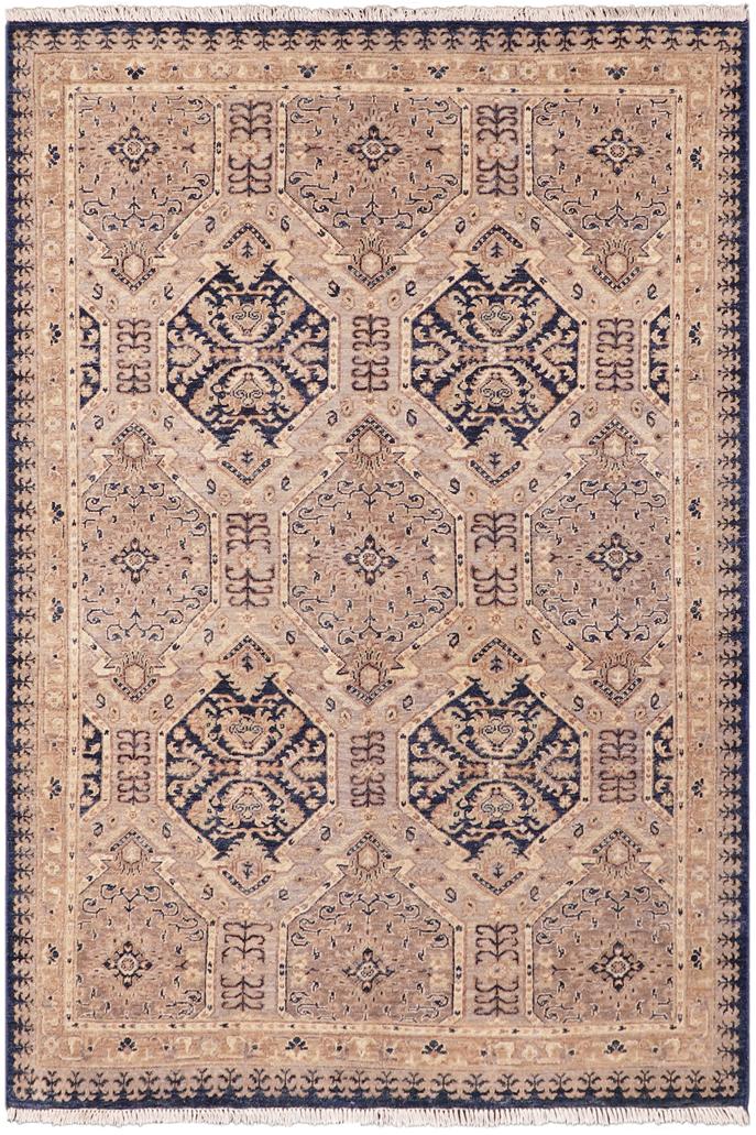 handmade Transitional Kafkaz Blue Beige Hand Knotted RECTANGLE 100% WOOL area rug 5X7