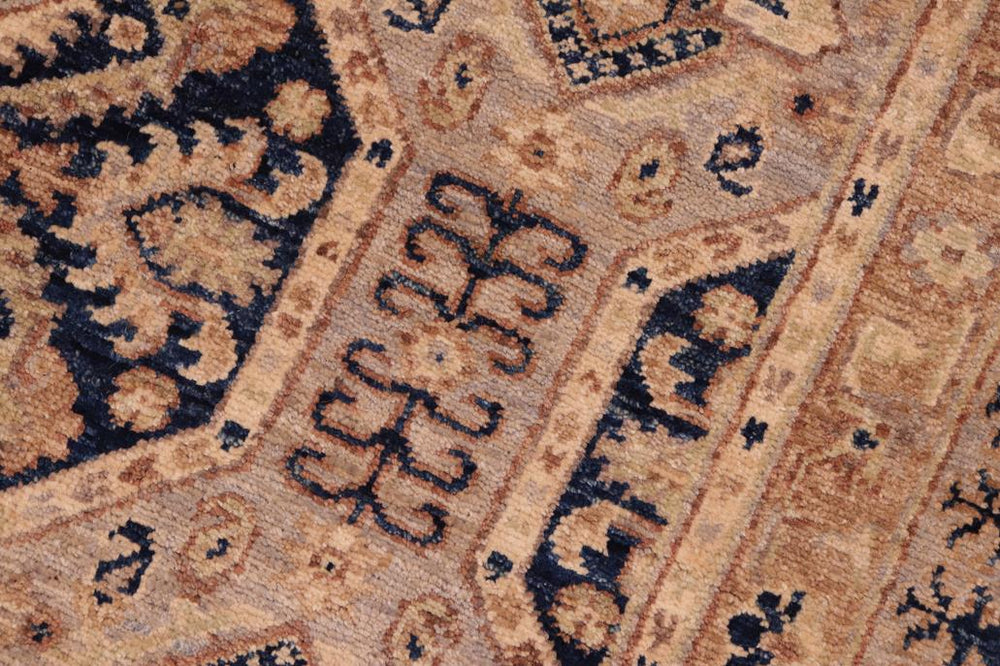 handmade Transitional Kafkaz Blue Beige Hand Knotted RECTANGLE 100% WOOL area rug 5X7