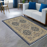 handmade Transitional Kafkaz Blue Beige Hand Knotted RECTANGLE 100% WOOL area rug 3 x 6
