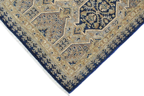 handmade Transitional Kafkaz Blue Beige Hand Knotted RECTANGLE 100% WOOL area rug 3X6