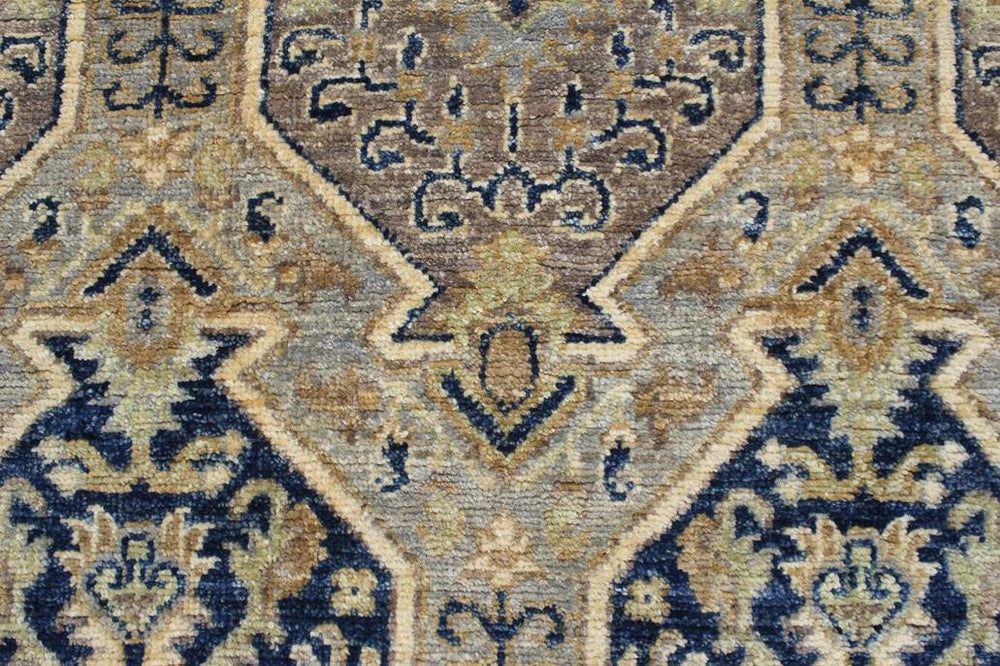 handmade Transitional Kafkaz Blue Beige Hand Knotted RECTANGLE 100% WOOL area rug 3X6