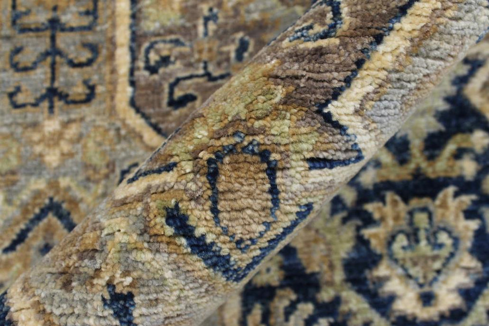 handmade Transitional Kafkaz Blue Beige Hand Knotted RECTANGLE 100% WOOL area rug 3X6