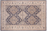 Classic Ziegler Lizette Blue/Beige Hand-Knotted Wool Rug - 5'11'' x 8'8''