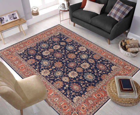 handmade Traditional Kafkaz Blue Rust Hand Knotted RECTANGLE 100% WOOL area rug 8x10