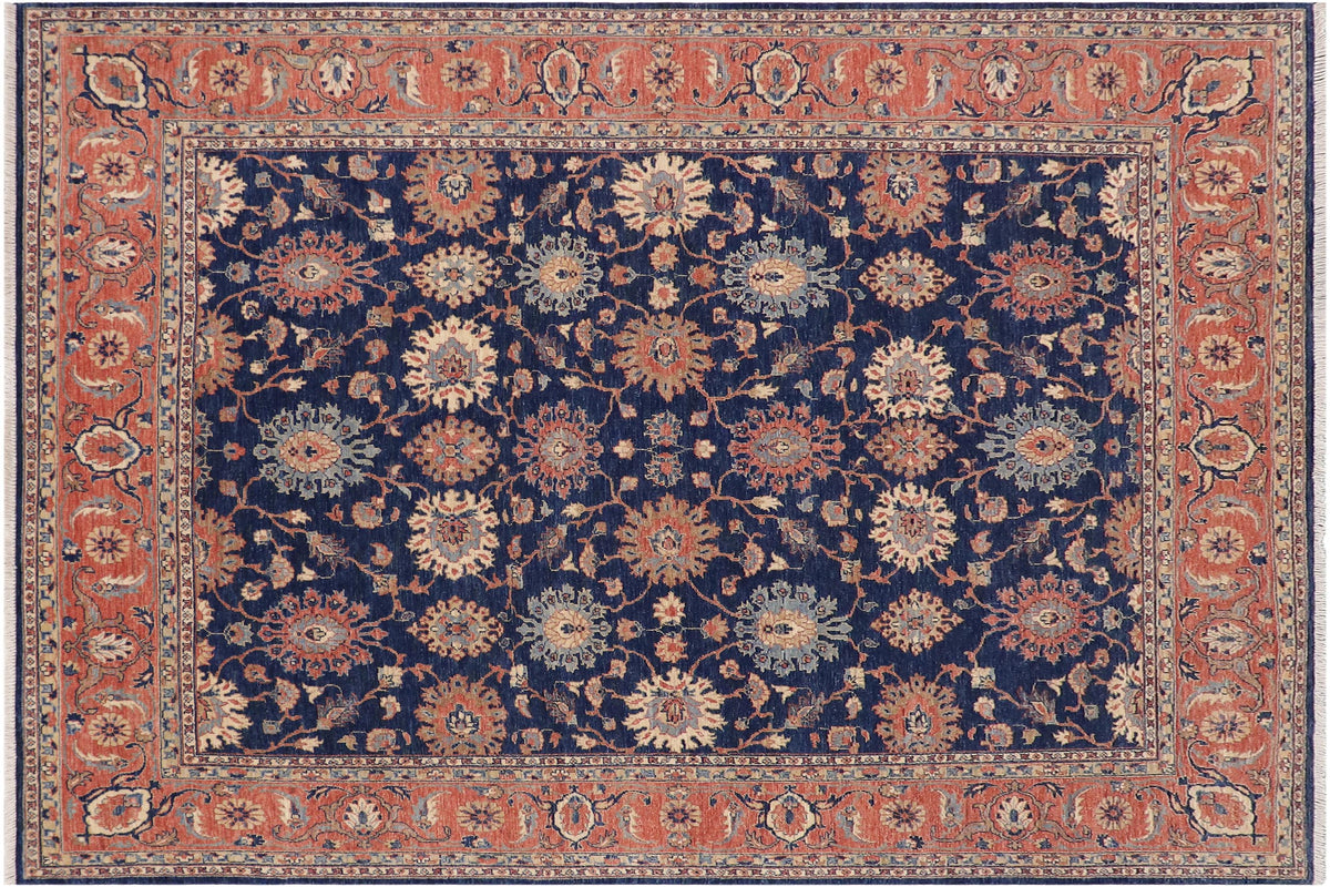 handmade Traditional Kafkaz Blue Rust Hand Knotted RECTANGLE 100% WOOL area rug 8x10