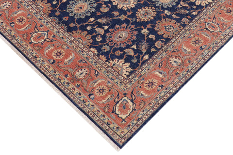 handmade Traditional Kafkaz Blue Rust Hand Knotted RECTANGLE 100% WOOL area rug 8x10