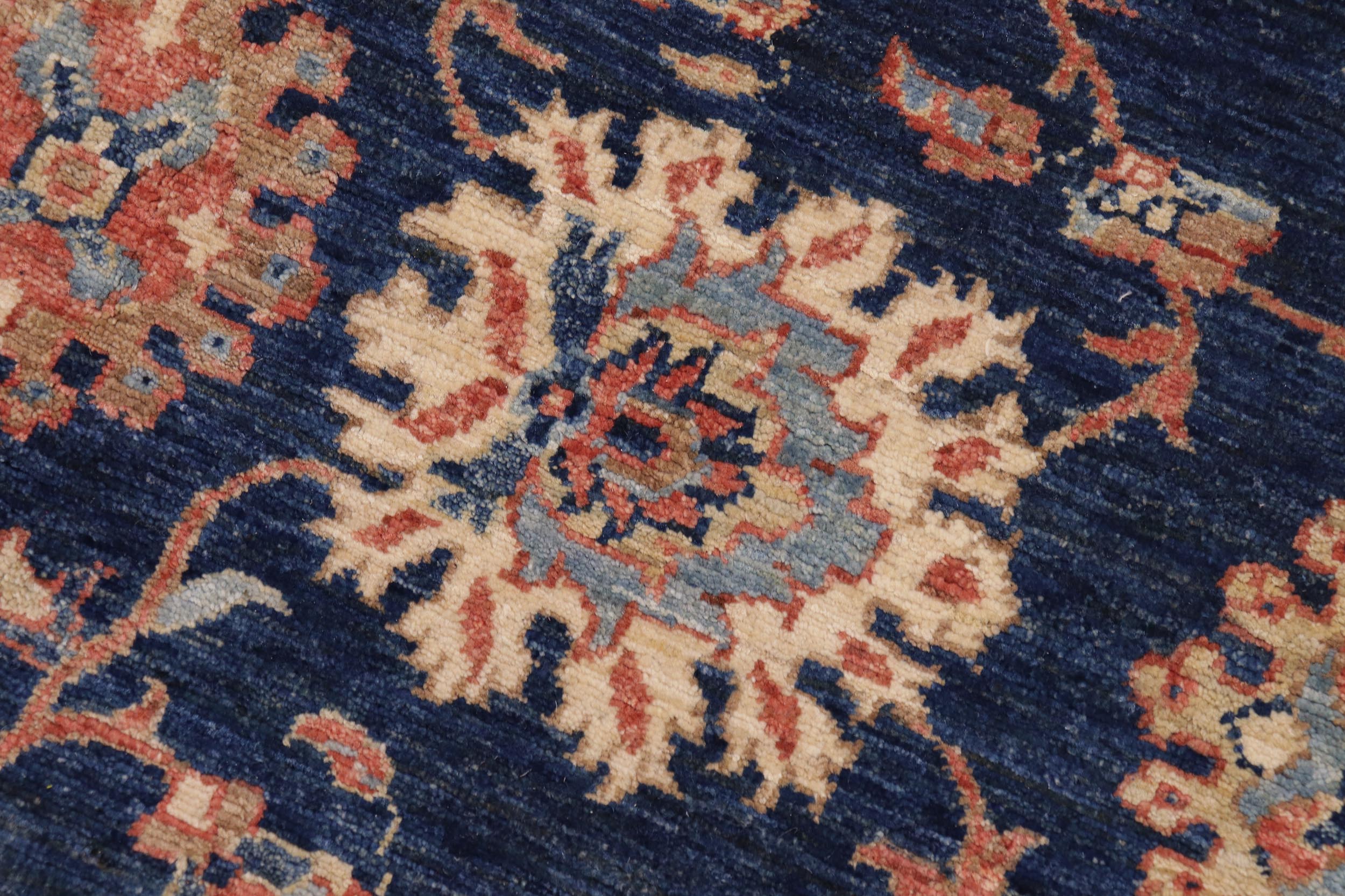 handmade Traditional Kafkaz Blue Rust Hand Knotted RECTANGLE 100% WOOL area rug 8x10
