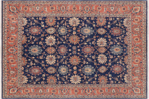 handmade Traditional Kafkaz Blue Rust Hand Knotted RECTANGLE 100% WOOL area rug 8x10