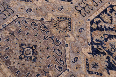 handmade Transitional Kafkaz Blue Beige Hand Knotted RECTANGLE 100% WOOL area rug 5X7