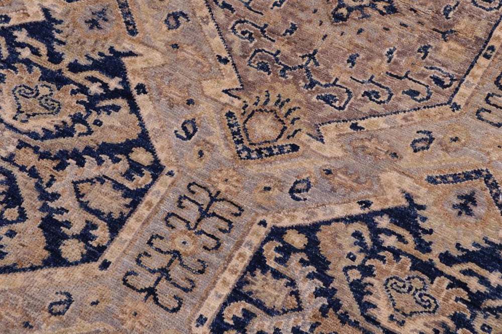 handmade Transitional Kafkaz Blue Beige Hand Knotted RECTANGLE 100% WOOL area rug 5X7