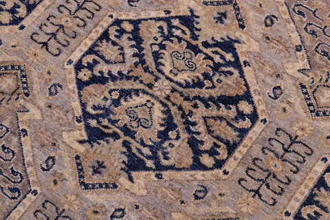 handmade Transitional Kafkaz Blue Beige Hand Knotted RECTANGLE 100% WOOL area rug 5X7