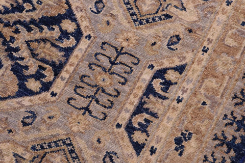 handmade Transitional Kafkaz Blue Beige Hand Knotted RECTANGLE 100% WOOL area rug 5X7