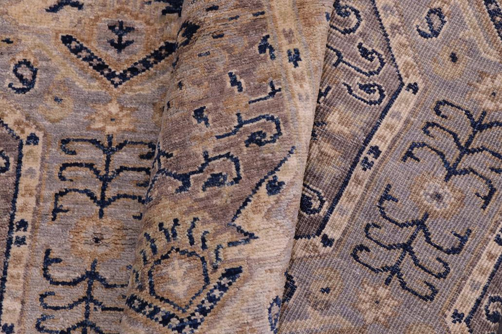 handmade Transitional Kafkaz Blue Beige Hand Knotted RECTANGLE 100% WOOL area rug 5X7