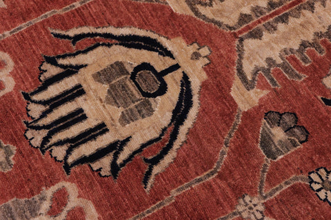 handmade Traditional Kafkaz Rust Drk. Blue Hand Knotted RECTANGLE 100% WOOL area rug 10x14