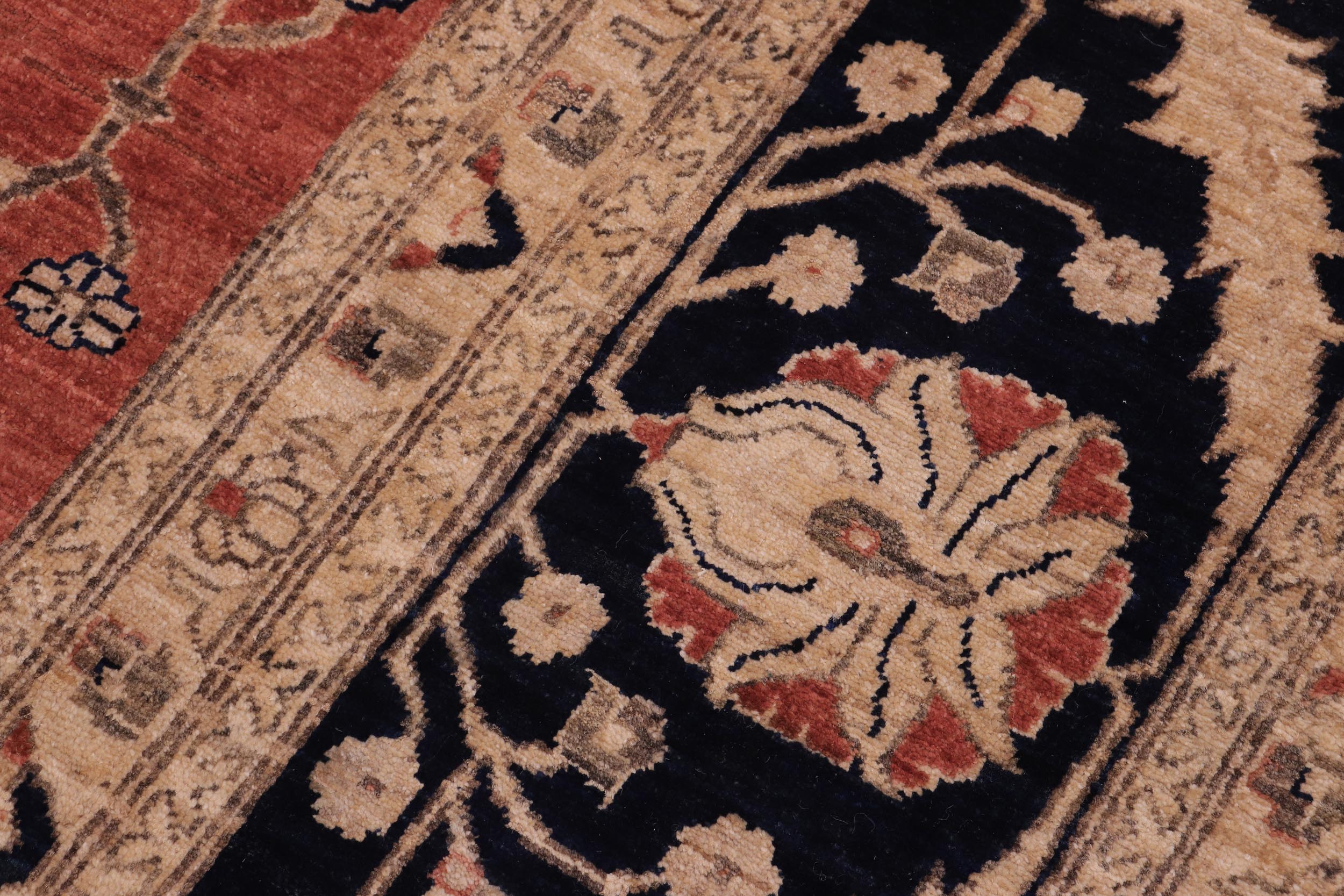 handmade Traditional Kafkaz Rust Drk. Blue Hand Knotted RECTANGLE 100% WOOL area rug 10x14