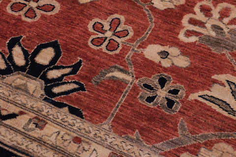 handmade Traditional Kafkaz Rust Drk. Blue Hand Knotted RECTANGLE 100% WOOL area rug 10x14