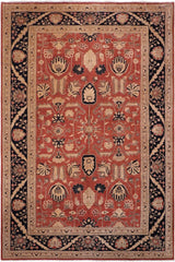 handmade Traditional Kafkaz Rust Drk. Blue Hand Knotted RECTANGLE 100% WOOL area rug 10X14