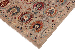 handmade Transitional Kafkaz Grey Orange Hand Knotted RECTANGLE 100% WOOL area rug 8X10