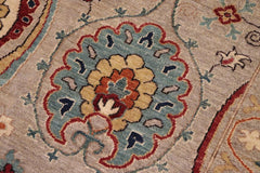 handmade Transitional Kafkaz Grey Orange Hand Knotted RECTANGLE 100% WOOL area rug 8X10