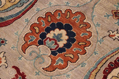 handmade Transitional Kafkaz Grey Orange Hand Knotted RECTANGLE 100% WOOL area rug 8X10