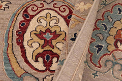 handmade Transitional Kafkaz Grey Orange Hand Knotted RECTANGLE 100% WOOL area rug 8X10