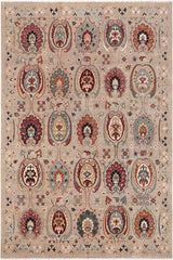 handmade Transitional Kafkaz Grey Orange Hand Knotted RECTANGLE 100% WOOL area rug 8X10