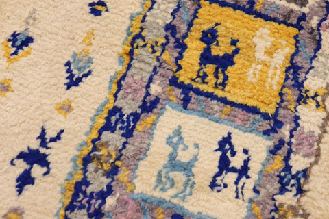 handmade Geometric Moroccan Beige Blue Hand Knotted RECTANGLE 100% WOOL area rug 8' x 10'