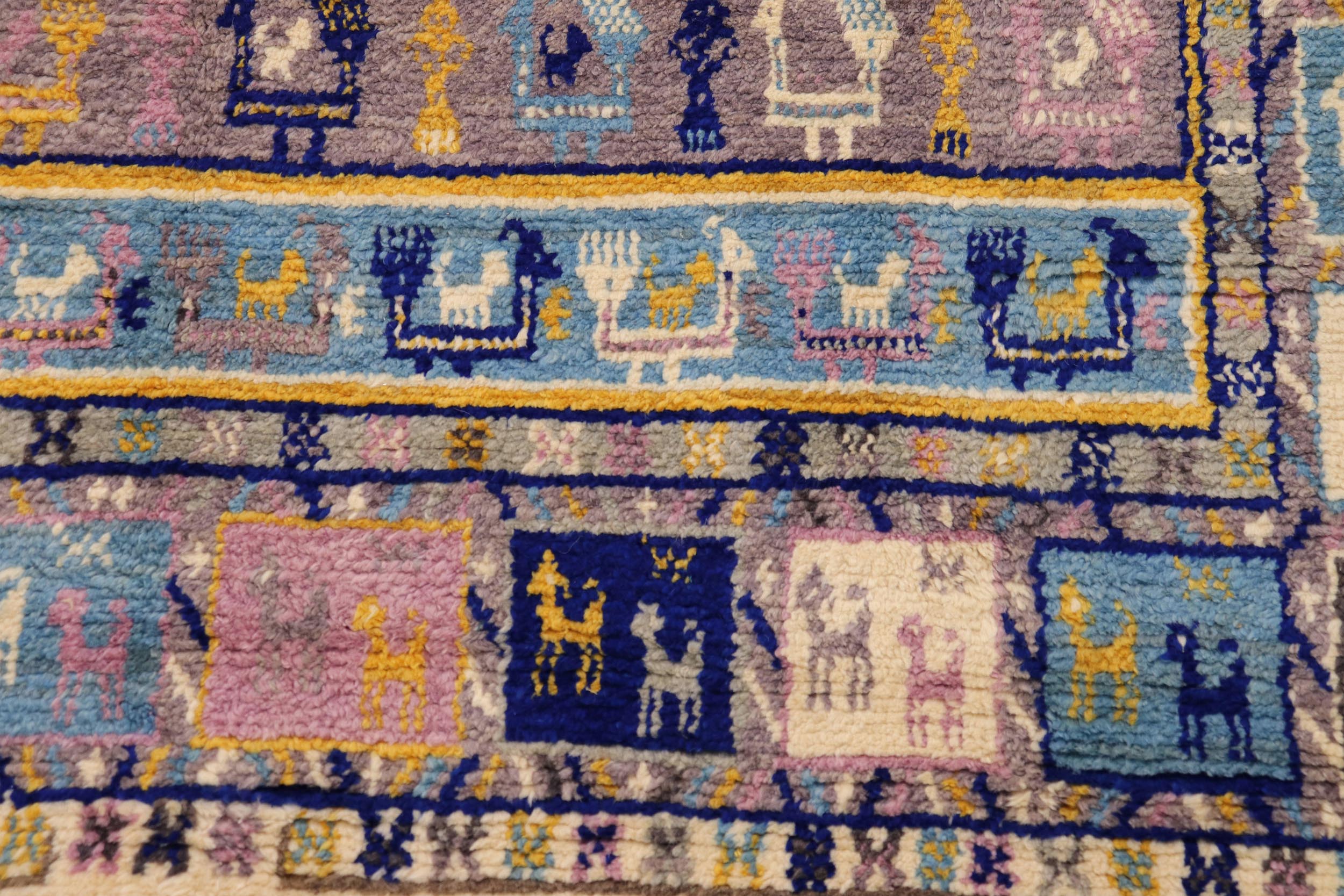 handmade Geometric Moroccan Beige Blue Hand Knotted RECTANGLE 100% WOOL area rug 8' x 10'