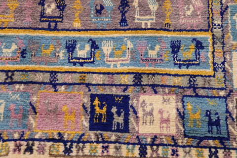 handmade Geometric Moroccan Beige Blue Hand Knotted RECTANGLE 100% WOOL area rug 8' x 10'