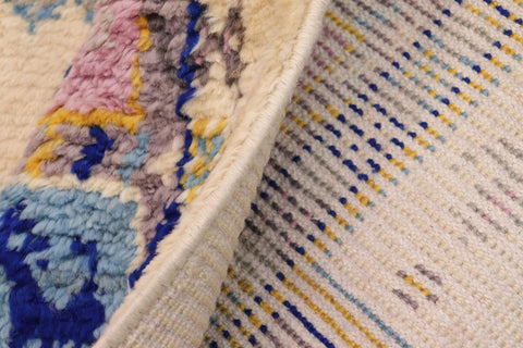 handmade Geometric Moroccan Beige Blue Hand Knotted RECTANGLE 100% WOOL area rug 8' x 10'