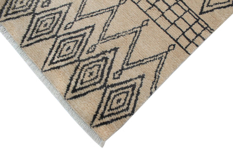 handmade Geometric Moroccan Beige Gray Hand Knotted RECTANGLE 100% WOOL area rug 4' x 6'