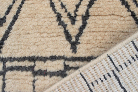 handmade Geometric Moroccan Beige Gray Hand Knotted RECTANGLE 100% WOOL area rug 4' x 6'