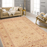 handmade Traditional Kafkaz Beige Gold Hand Knotted RECTANGLE 100% WOOL area rug 10 x 15