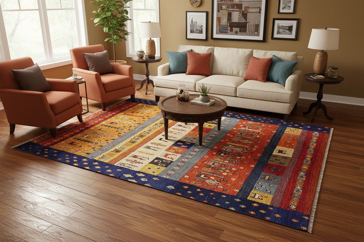 handmade Geometric Moroccan Rust Blue Hand Knotted RECTANGLE 100% WOOL area rug 9' x 12'