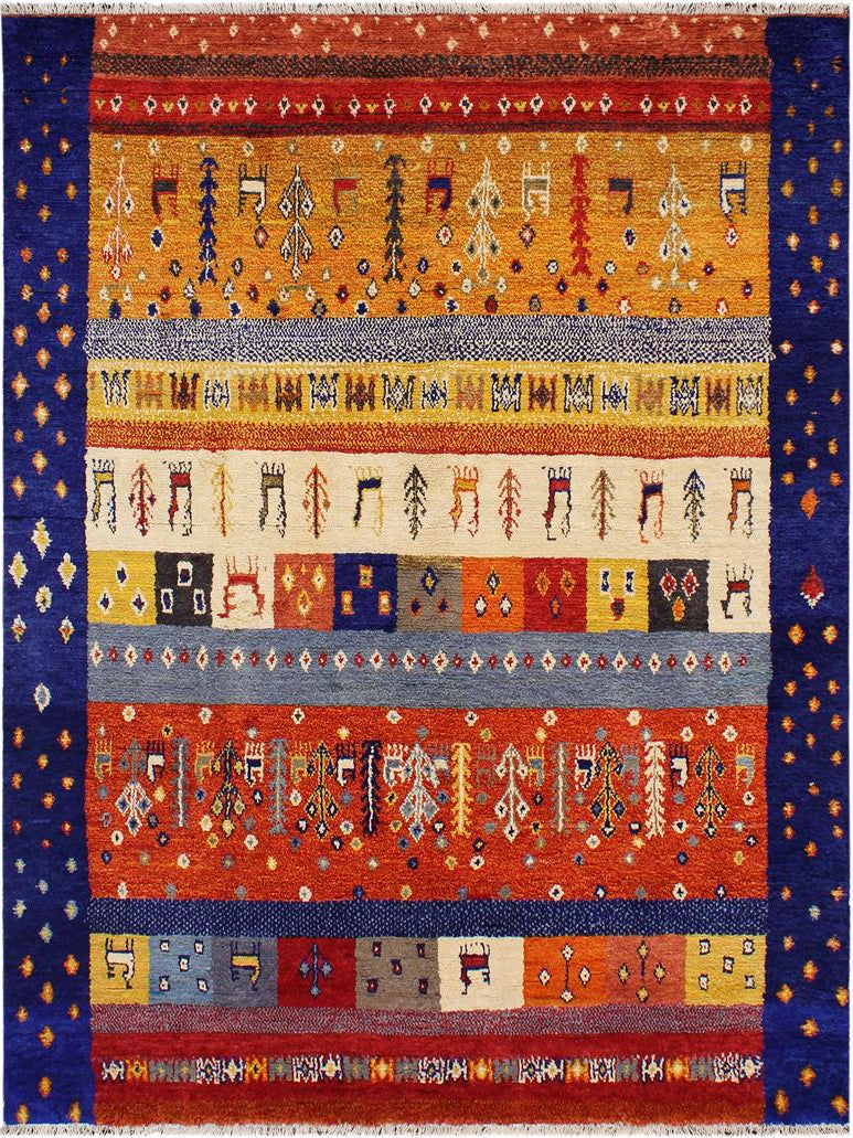 handmade Modern Moroccan Rust Blue Hand Knotted RECTANGLE 100% WOOL area rug 9x12