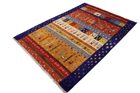 handmade Geometric Moroccan Rust Blue Hand Knotted RECTANGLE 100% WOOL area rug 9' x 12'