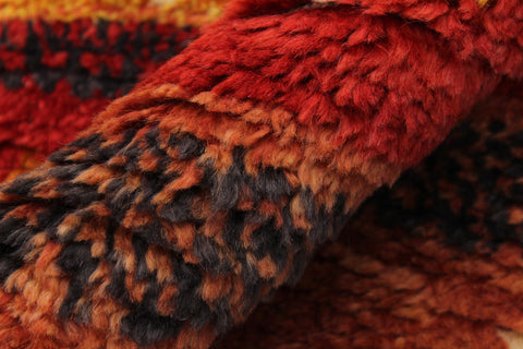 handmade Geometric Moroccan Rust Blue Hand Knotted RECTANGLE 100% WOOL area rug 9' x 12'