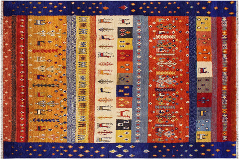 handmade Geometric Moroccan Rust Blue Hand Knotted RECTANGLE 100% WOOL area rug 9' x 12'