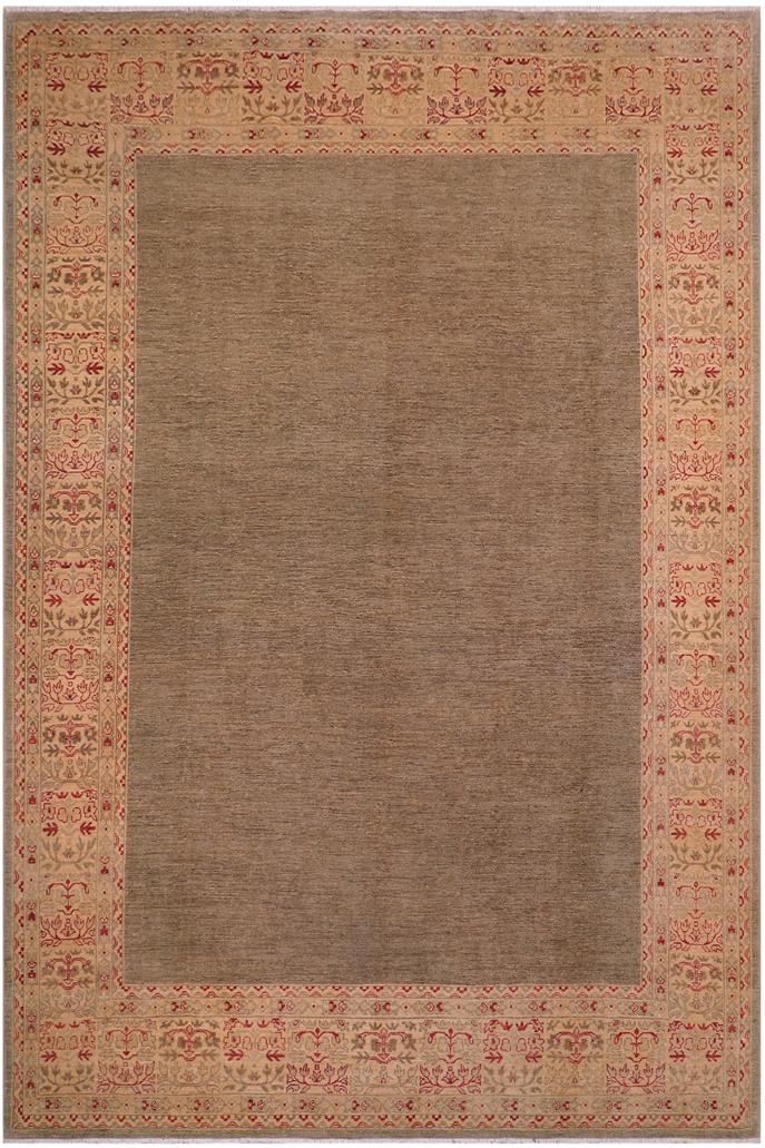 handmade Modern Kafkaz Brown Beige Hand Knotted RECTANGLE 100% WOOL area rug 10X14