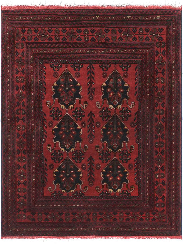 handmade Tribal Biljik Khal Mohammadi Red Black Hand Knotted RECTANGLE 100% WOOL area rug 3x5