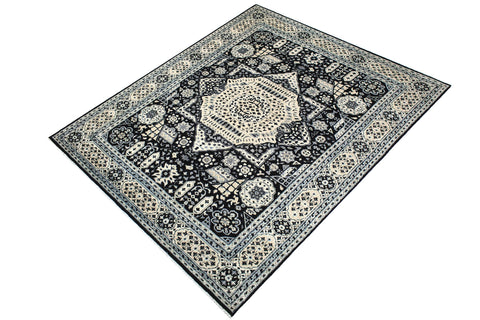 handmade Geometric Mamluk Black Beige Hand Knotted RECTANGLE 100% WOOL area rug 9 x 12