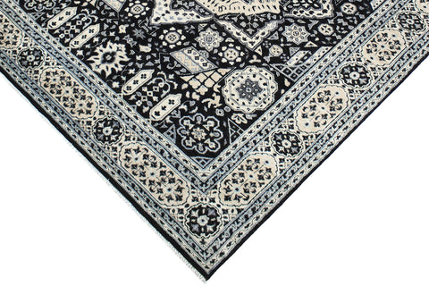 handmade Geometric Mamluk Black Beige Hand Knotted RECTANGLE 100% WOOL area rug 9 x 12