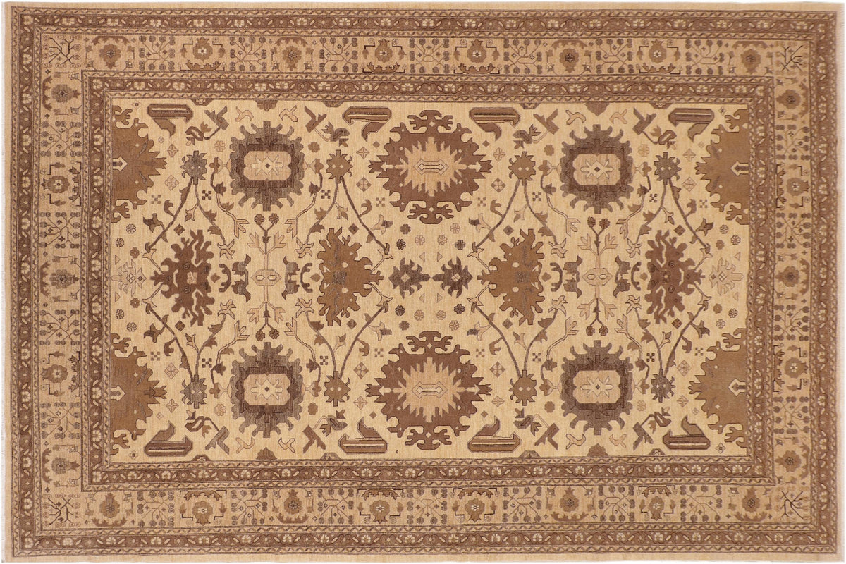 handmade Traditional Kafkaz Beige Tan Hand Knotted RECTANGLE 100% WOOL area rug 10x14