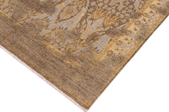 handmade Transitional Kafkaz gray Blue Hand Knotted RECTANGLE WOOL&SILK area rug 8X10