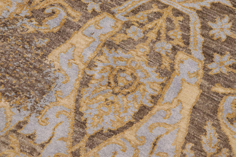 handmade Modern Kafkaz Grey Blue Hand Knotted RECTANGLE WOOL&SILK area rug 8' x 10'