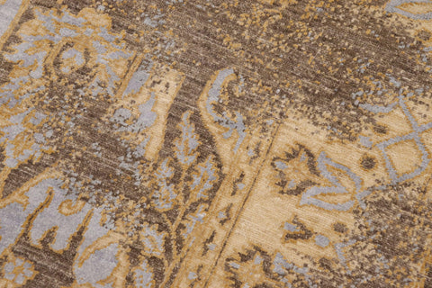 handmade Modern Kafkaz Grey Blue Hand Knotted RECTANGLE WOOL&SILK area rug 8' x 10'