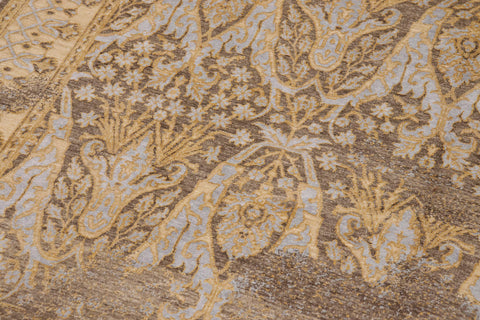 handmade Modern Kafkaz Grey Blue Hand Knotted RECTANGLE WOOL&SILK area rug 8' x 10'