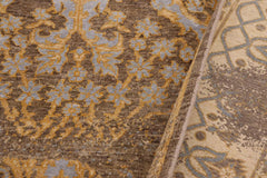 handmade Transitional Kafkaz gray Blue Hand Knotted RECTANGLE WOOL&SILK area rug 8X10