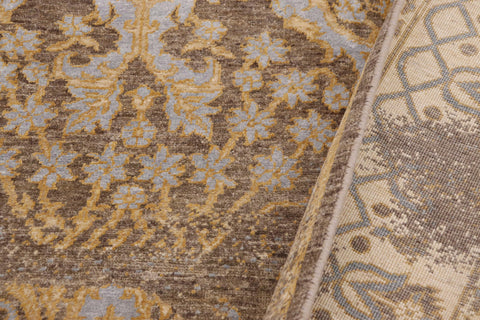 handmade Modern Kafkaz Grey Blue Hand Knotted RECTANGLE WOOL&SILK area rug 8' x 10'