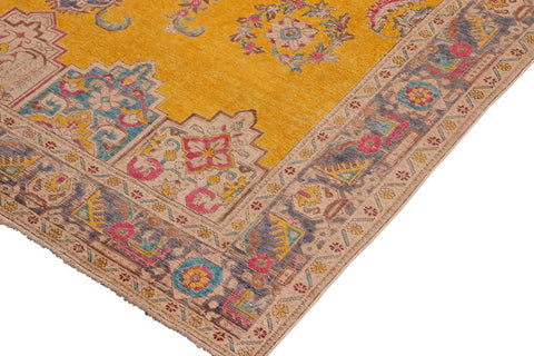 handmade Vintage Hand Painte Yellow Grey Hand Knotted RECTANGLE 100% WOOL area rug 10X13